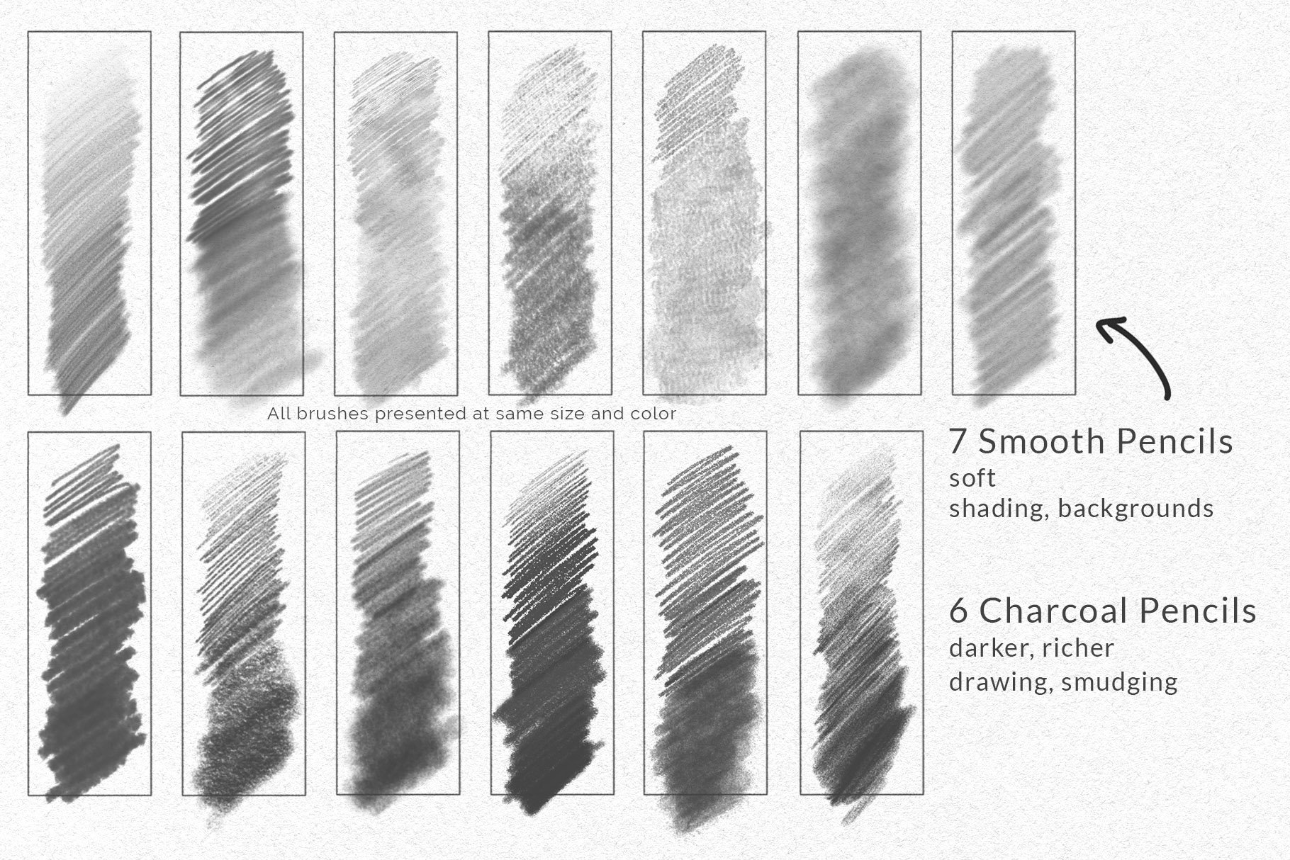 Pencil Brushes Procreate Pack of 22 preview image.