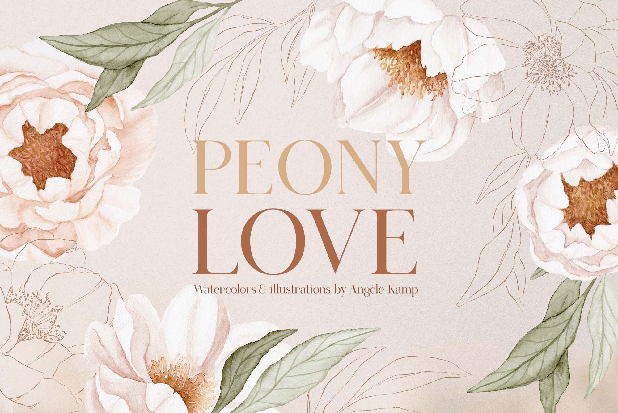 Peony Love watercolor patterns cover image.