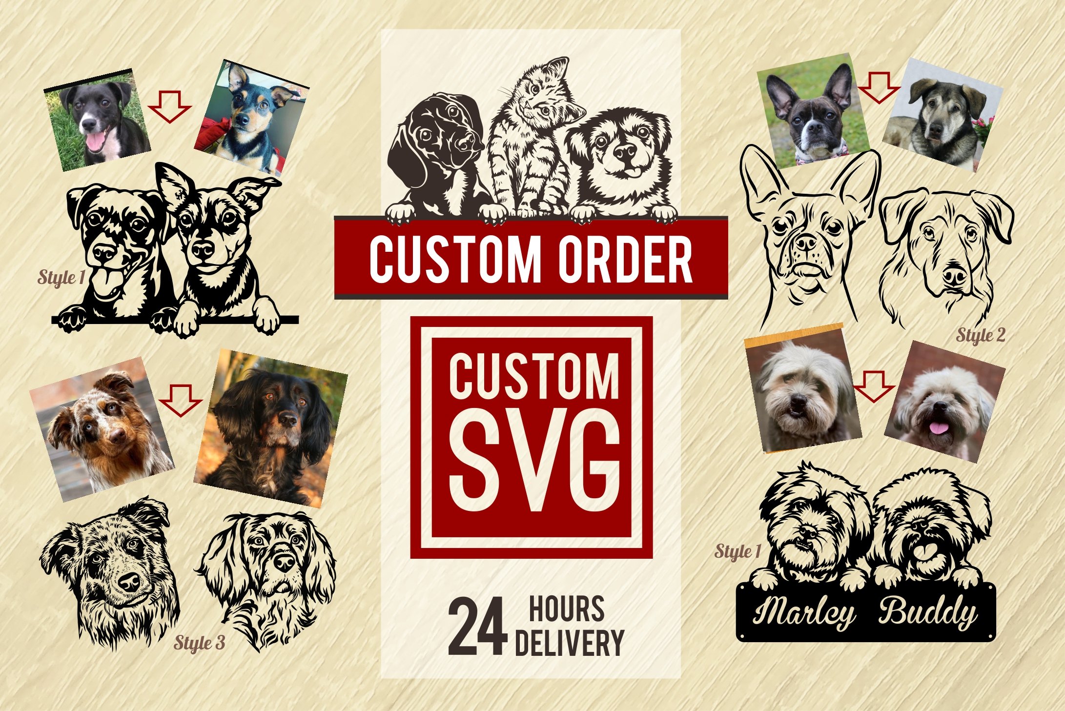 Maltese Lapdog SVG - Peeking Dog preview image.