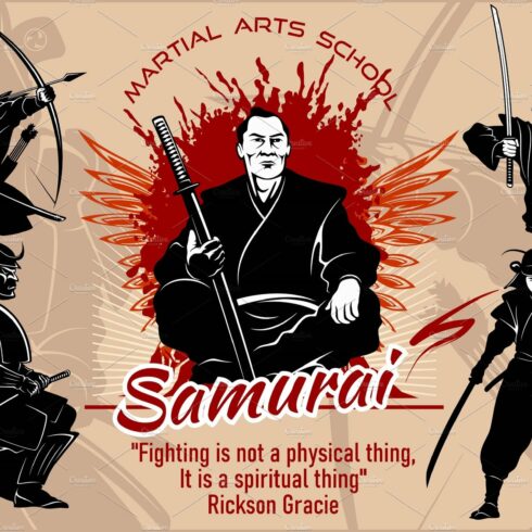 Samurai warriors - vector set cover image.