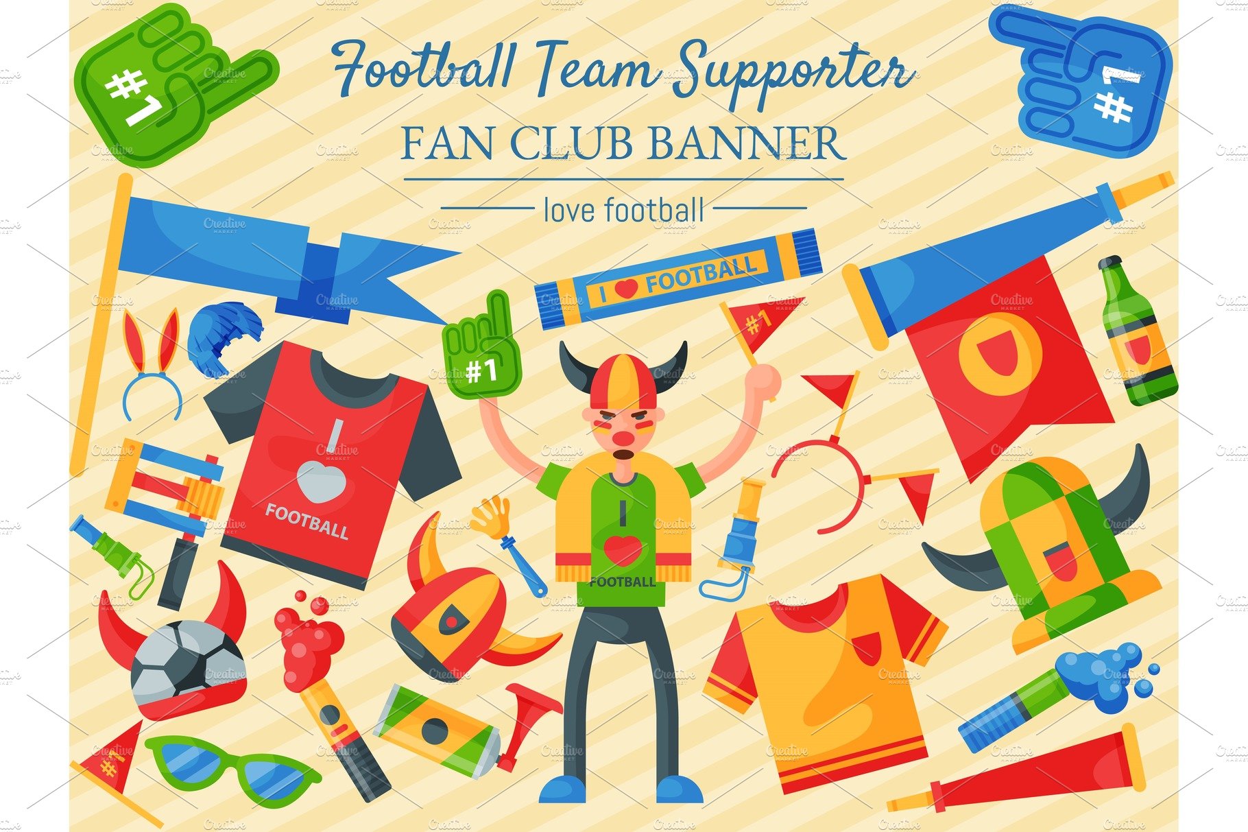 Football team supporter vector cover image.