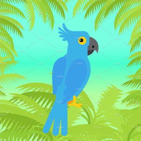 Blue Macaw Parrot Vector Flat Design cover image.