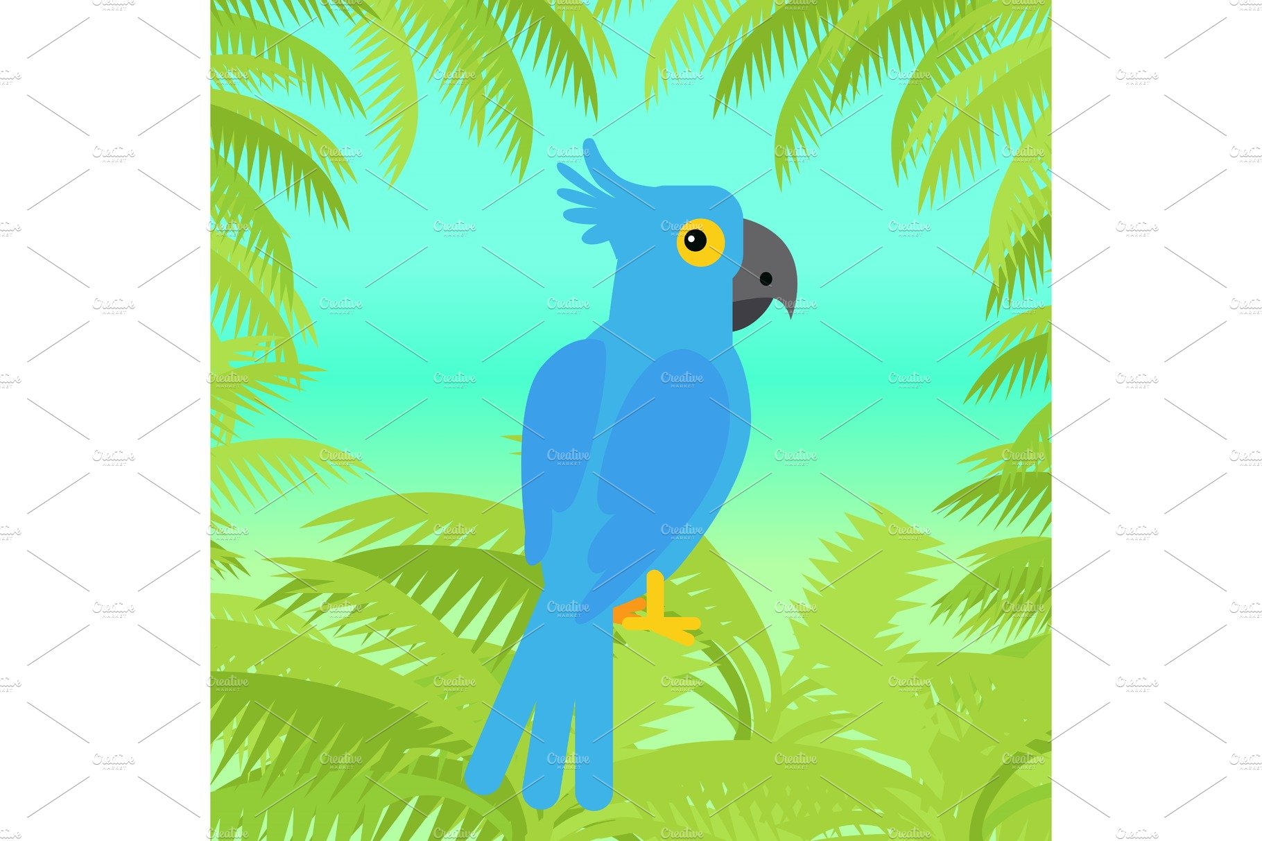 Blue Macaw Parrot Vector Flat Design cover image.