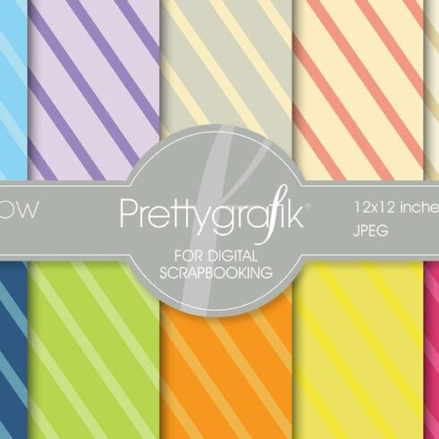 Rainbow stripes digital paper cover image.
