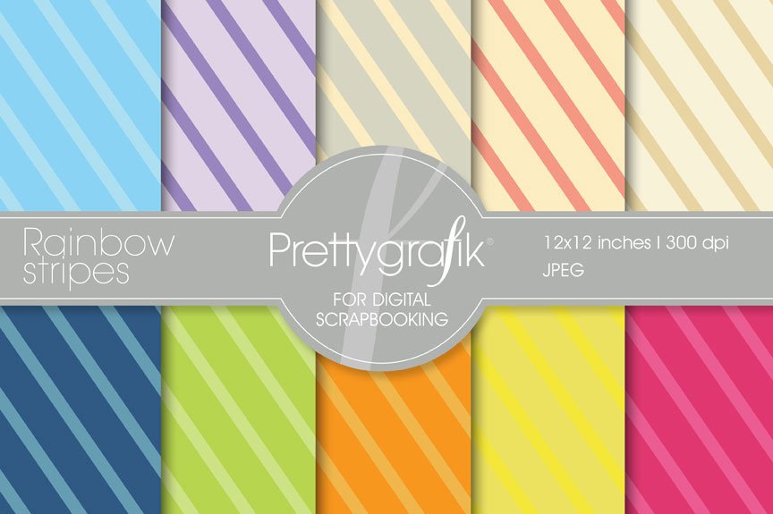 Rainbow stripes digital paper cover image.