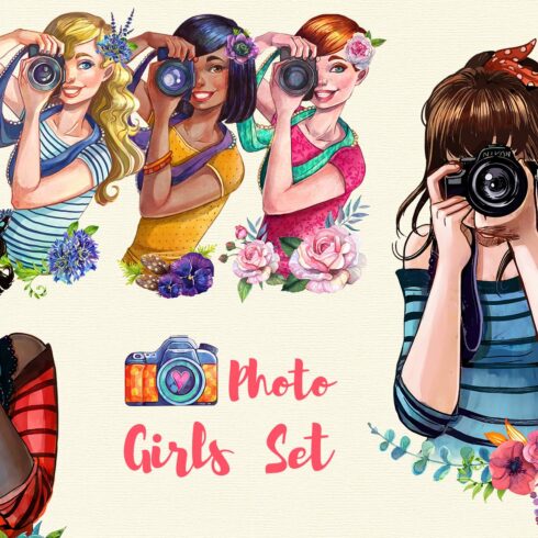 Photographer girl clipart cover image.
