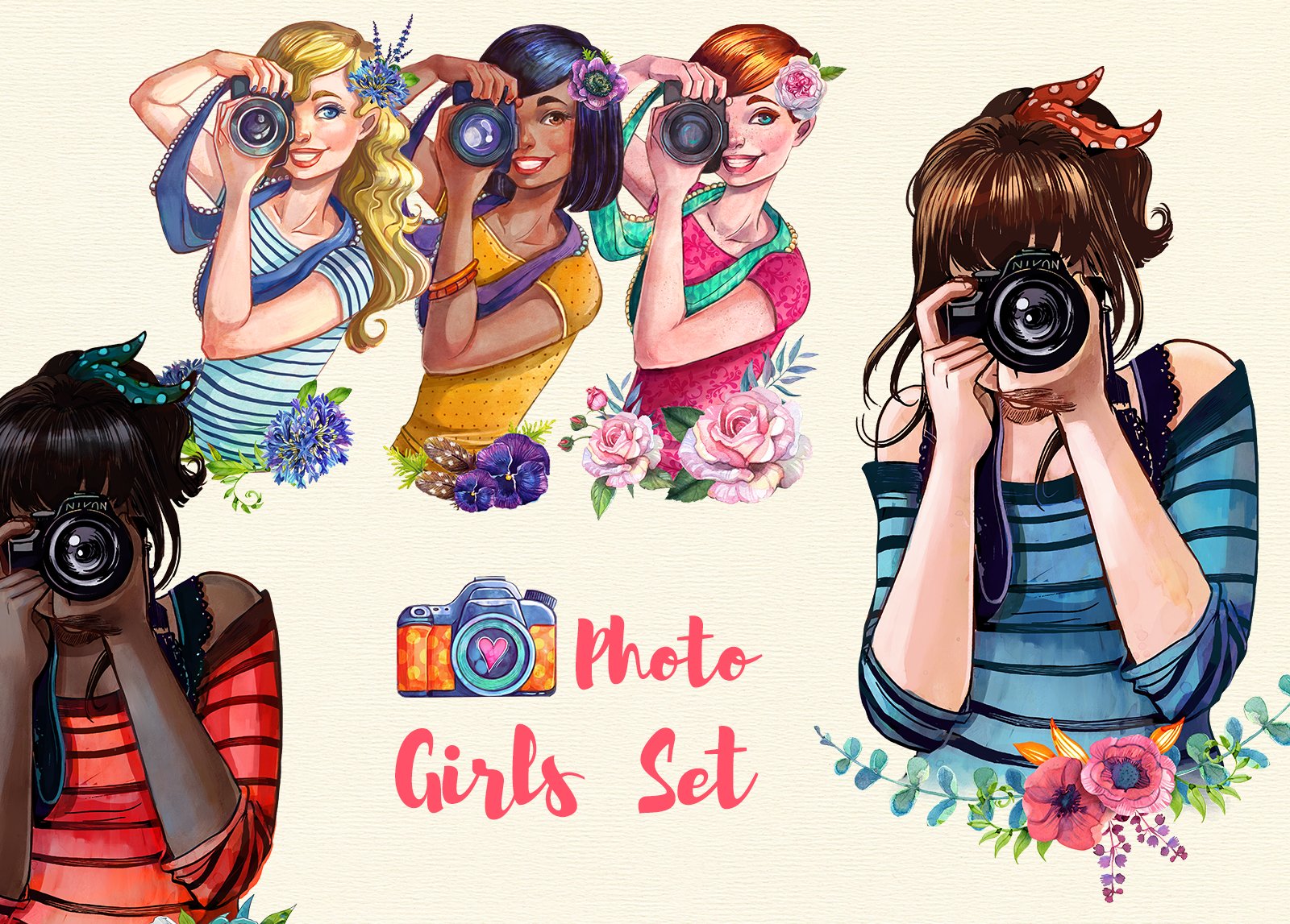 Photographer girl clipart cover image.