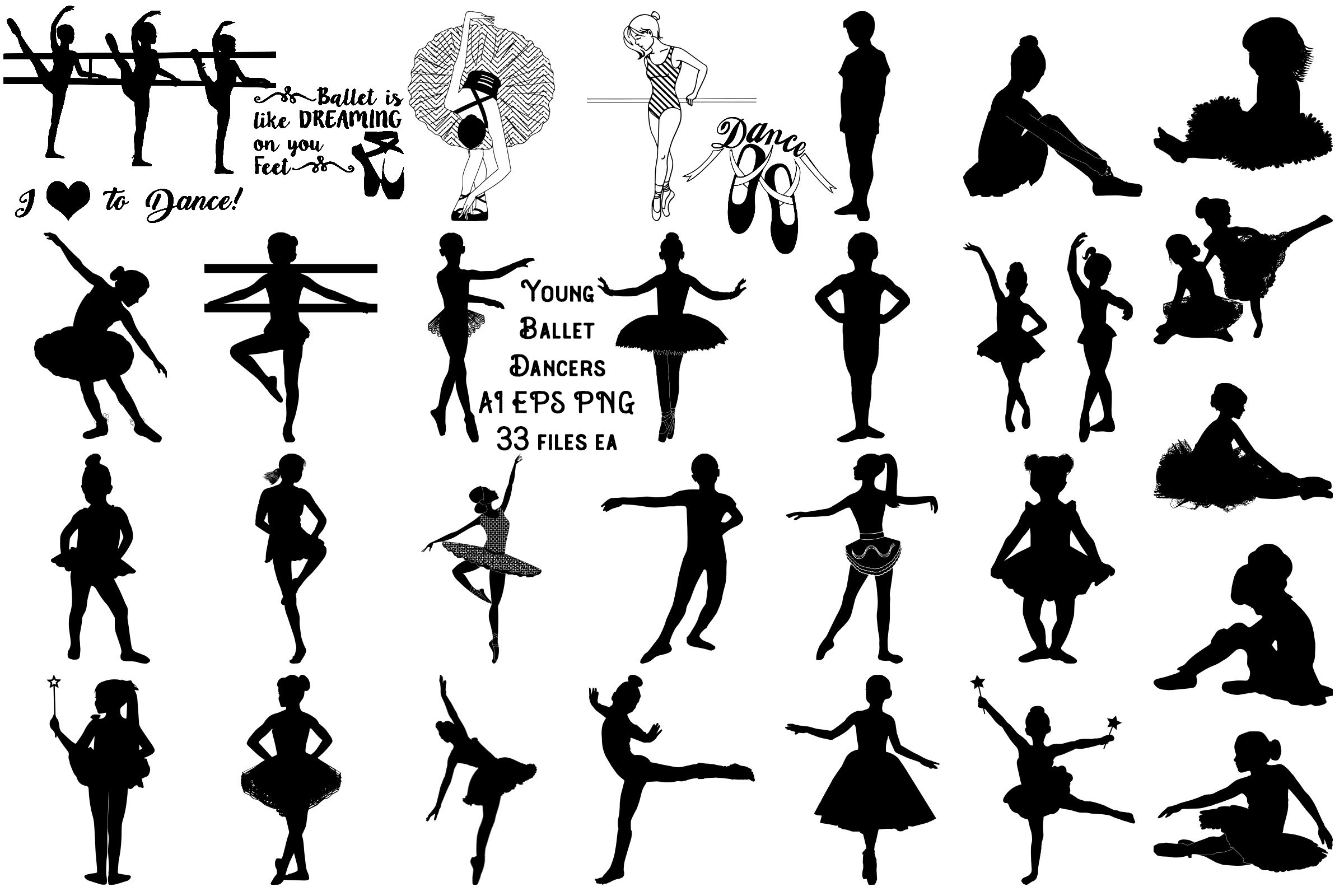 Young Ballet Dancers AI EPS PNG cover image.