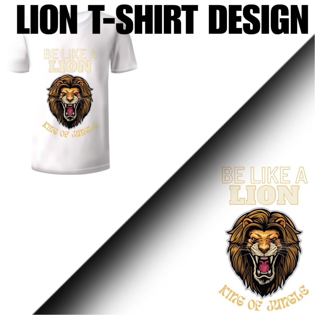 Lion t - shirt design with a lion's head.