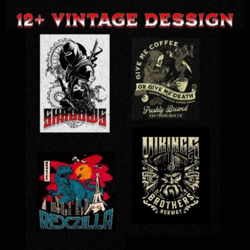 Top 12+ Vintage T-Shirts Design cover image.