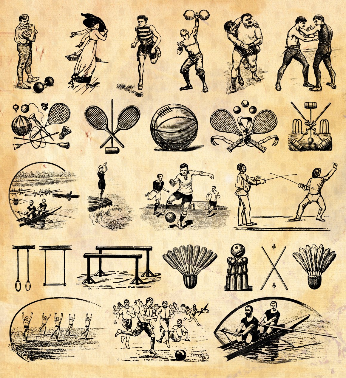 25 Vintage French Sports Engravings preview image.