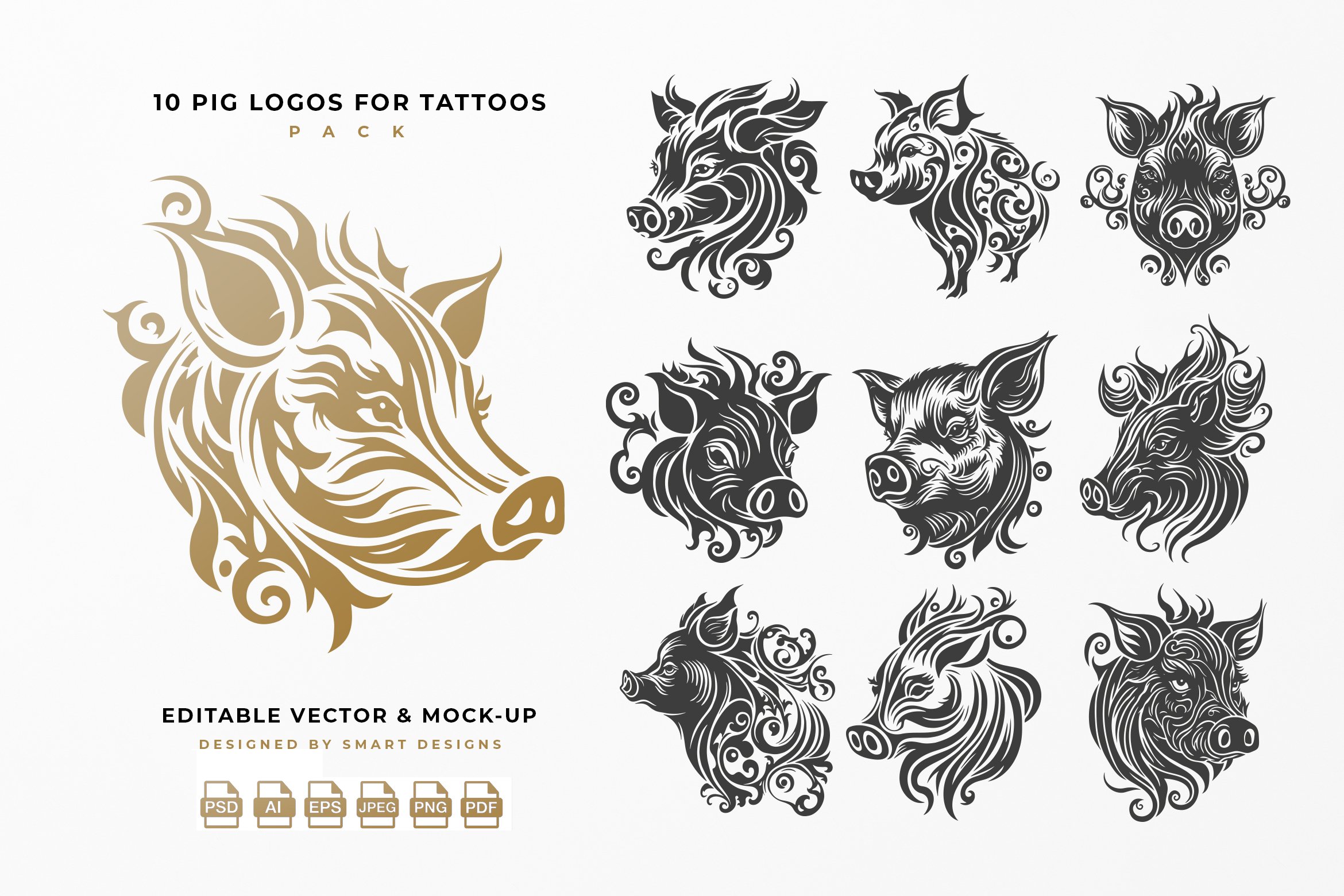 pig logos for tattoos pack x10 313