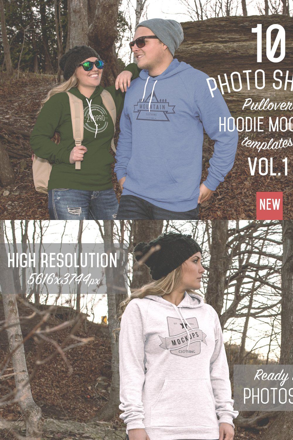 10 Pullover Hoodie Mockups pinterest preview image.