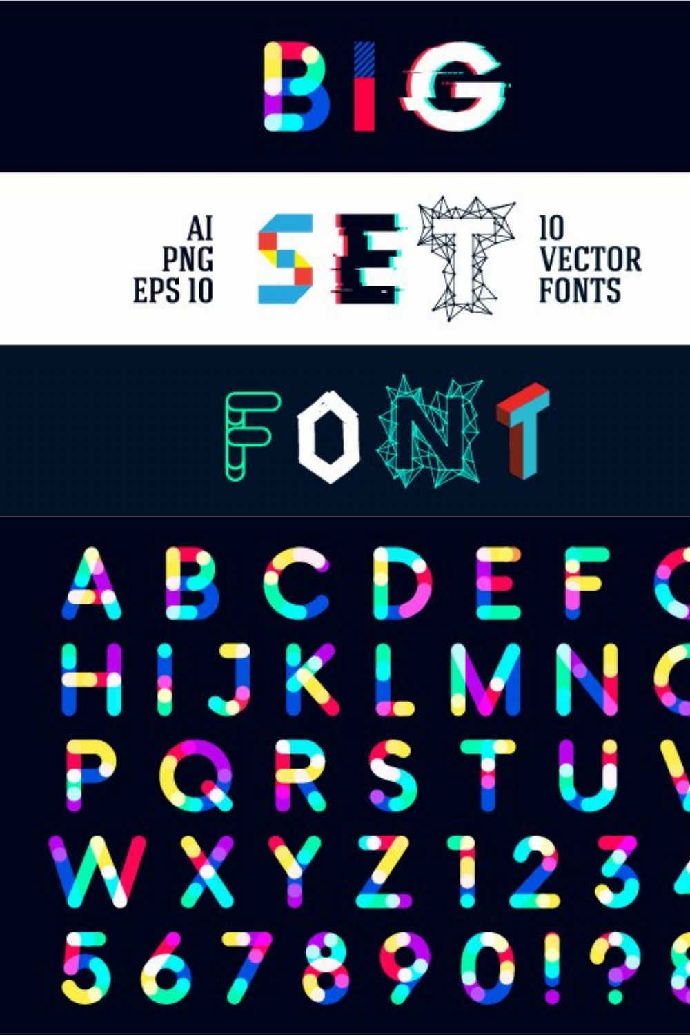 10 vector fonts pinterest preview image.