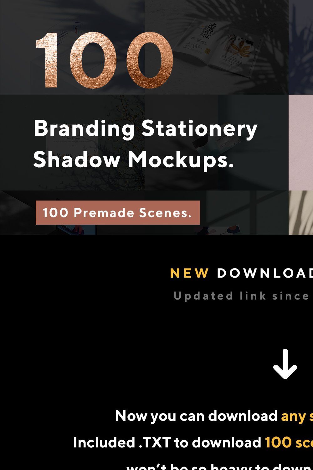 100 Branding Stationery Mockups pinterest preview image.