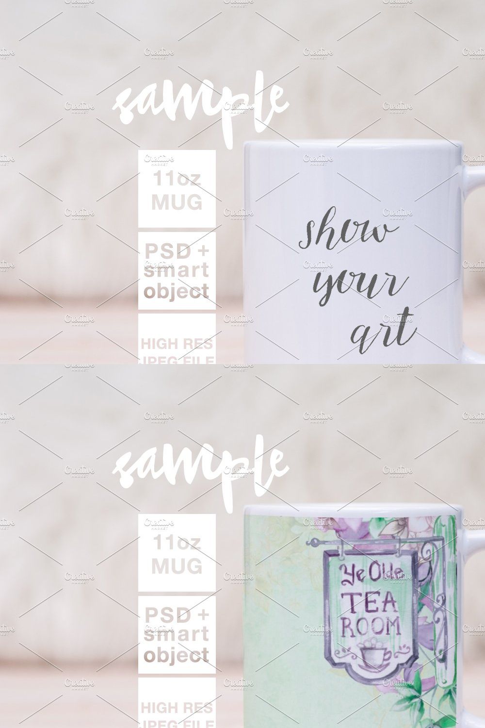 11oz Ceramic Mug Mockup + PSD pinterest preview image.