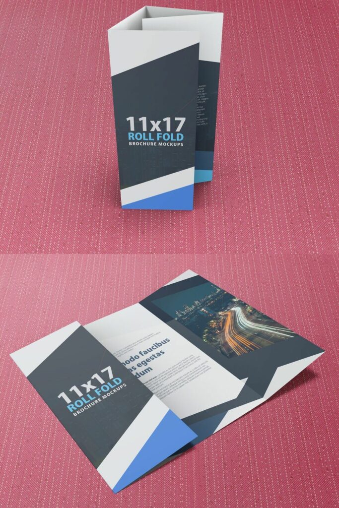 11x17 Roll Fold Brochure Mockup – MasterBundles