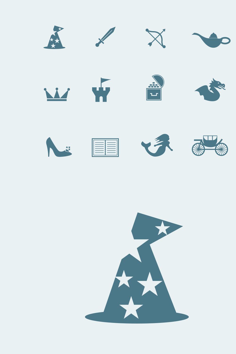 12 Fairy Tale Icons pinterest preview image.