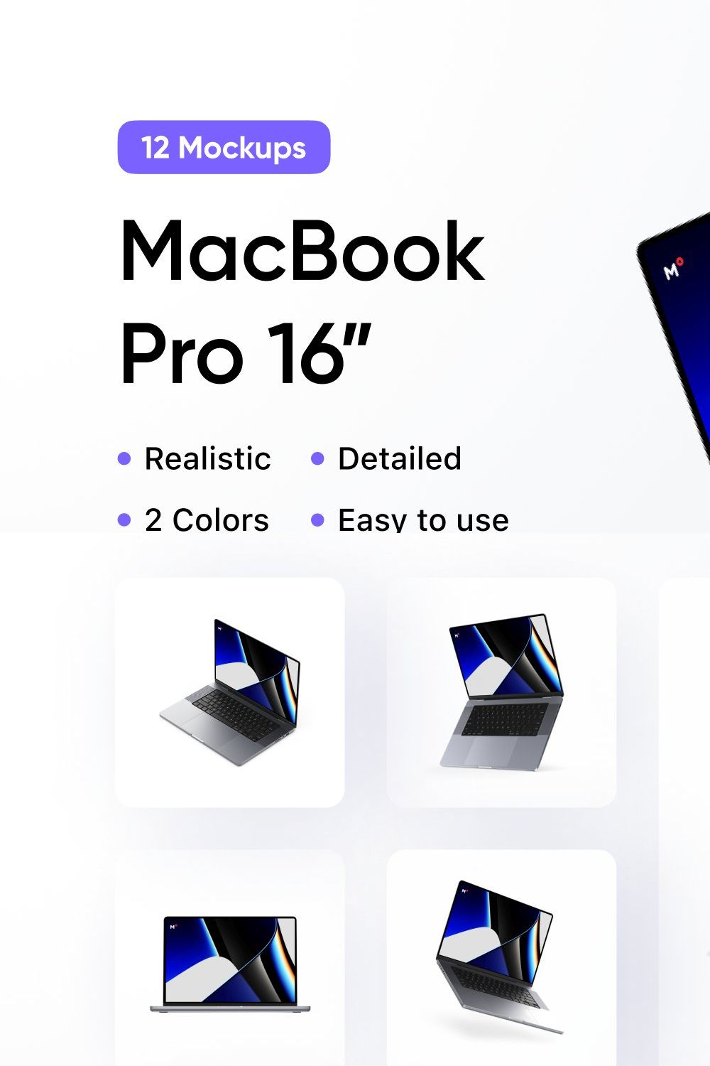 12 MacBook Pro 16" Mockups Scenes pinterest preview image.