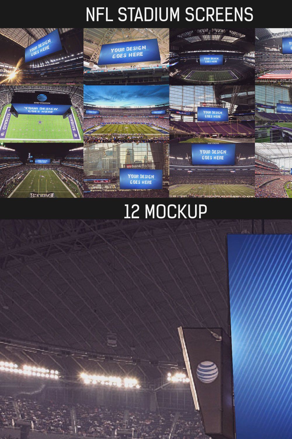 12 NFL Stadium Screen Mockup pinterest preview image.