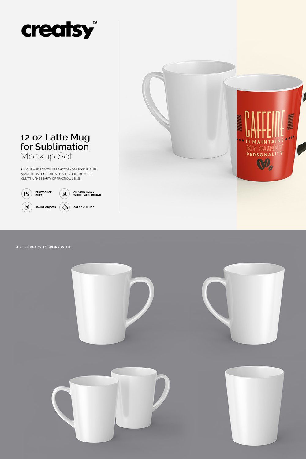 12 oz Latte Mug Mockup Set pinterest preview image.