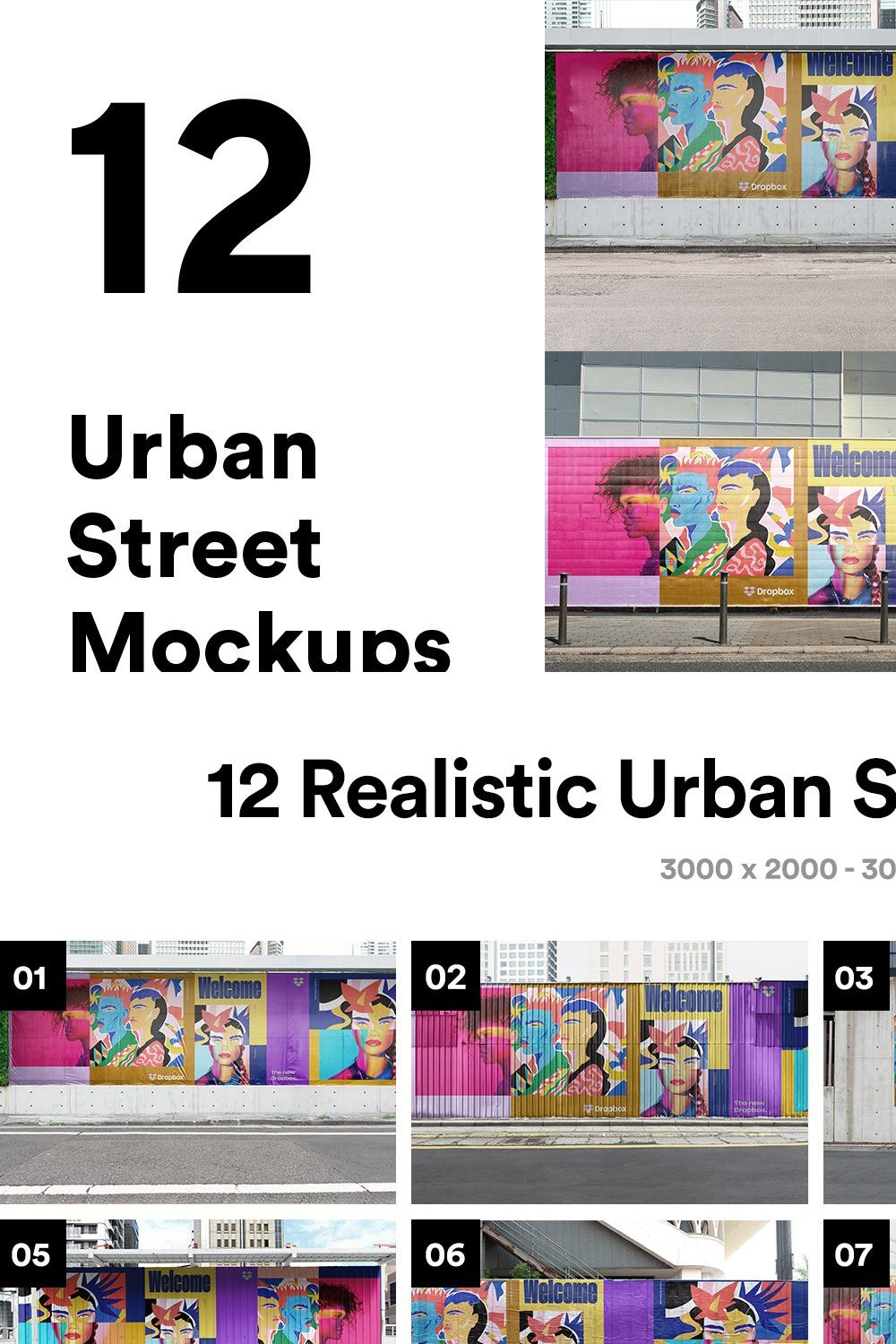 12 Urban Street Mockups - PSD pinterest preview image.