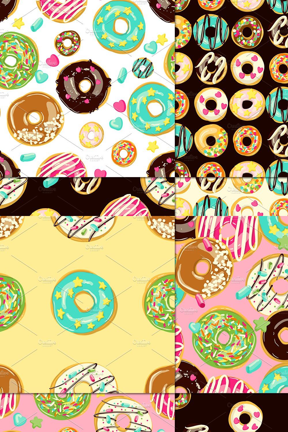 12 vector patterns with donuts pinterest preview image.