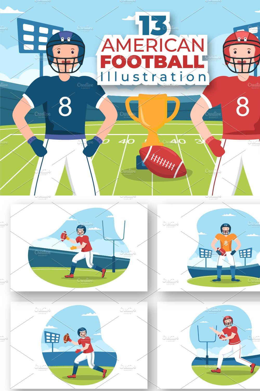 13 American Football Sports Design pinterest preview image.