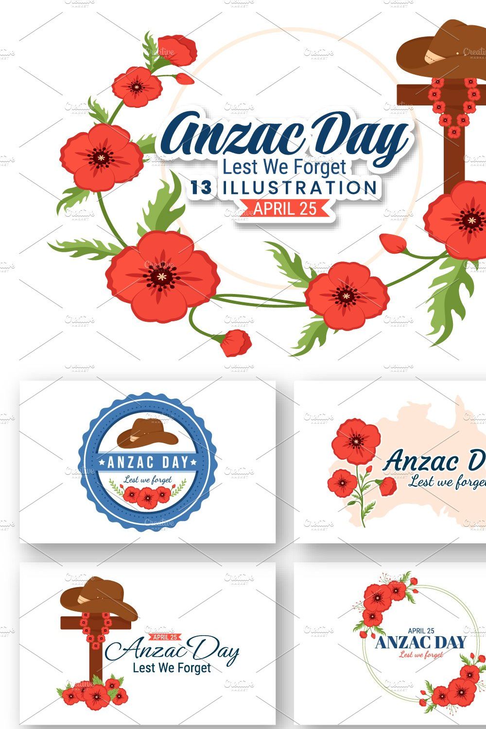 13 Anzac Day Illustration pinterest preview image.