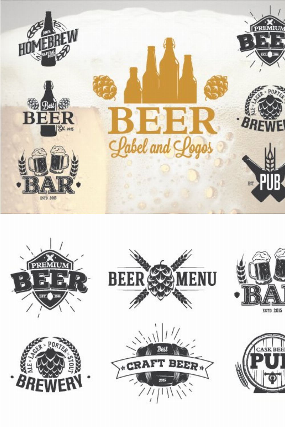 13 Beer Label and Logos pinterest preview image.