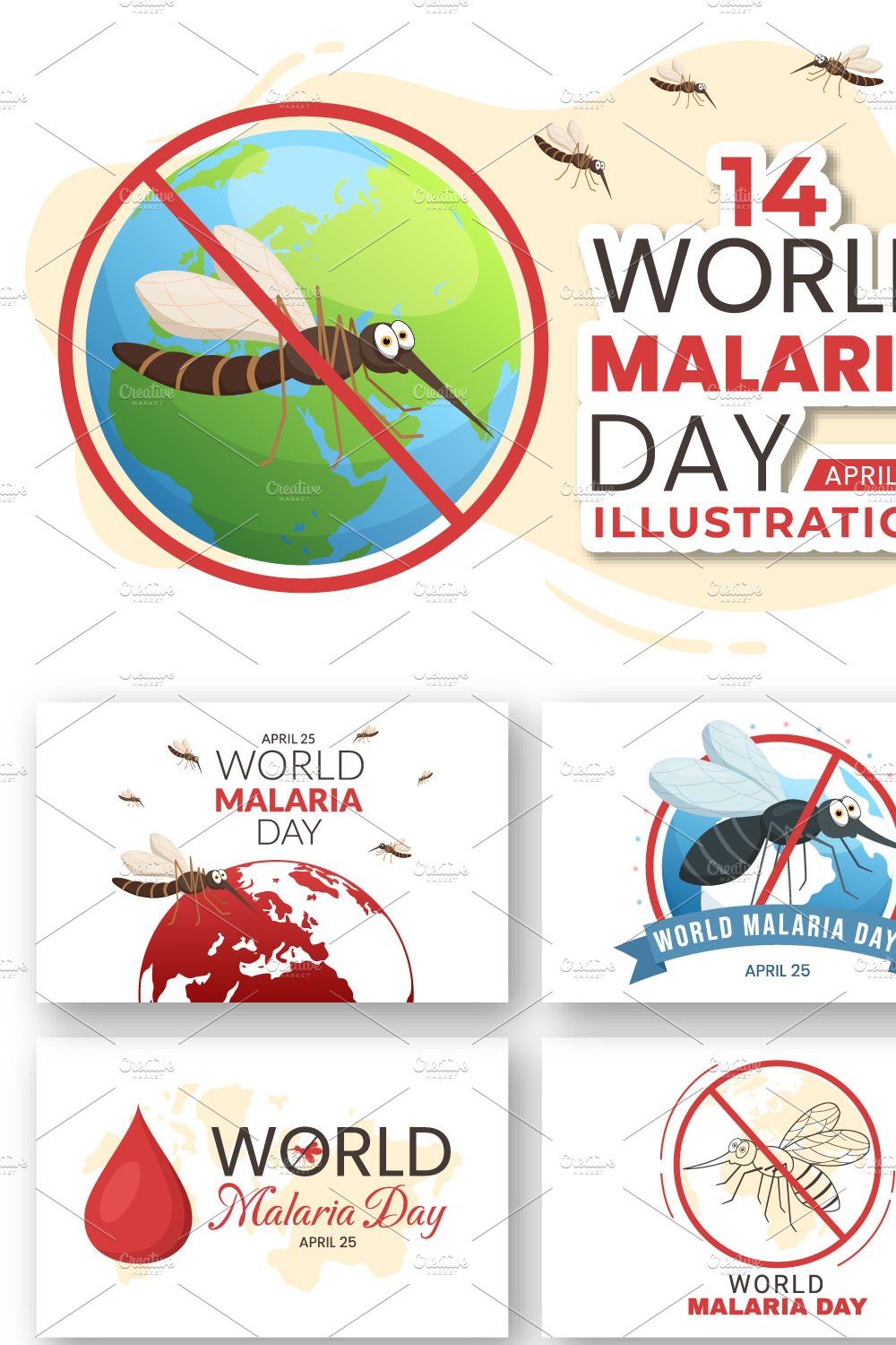 14 World Malaria Day Illustration pinterest preview image.
