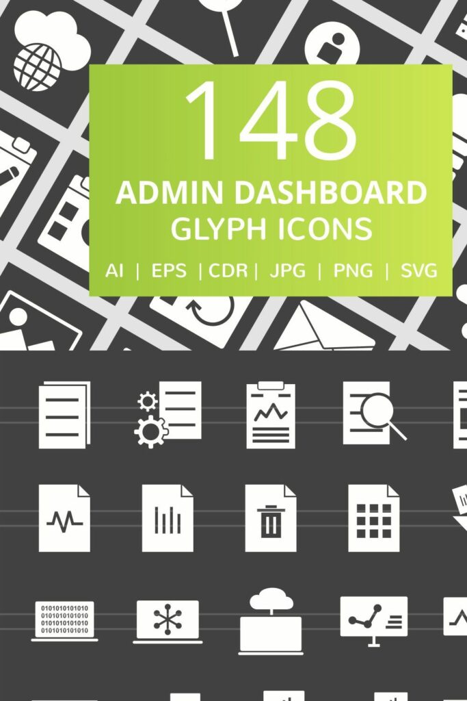 148 Admin Dashboard Glyph Icons – MasterBundles