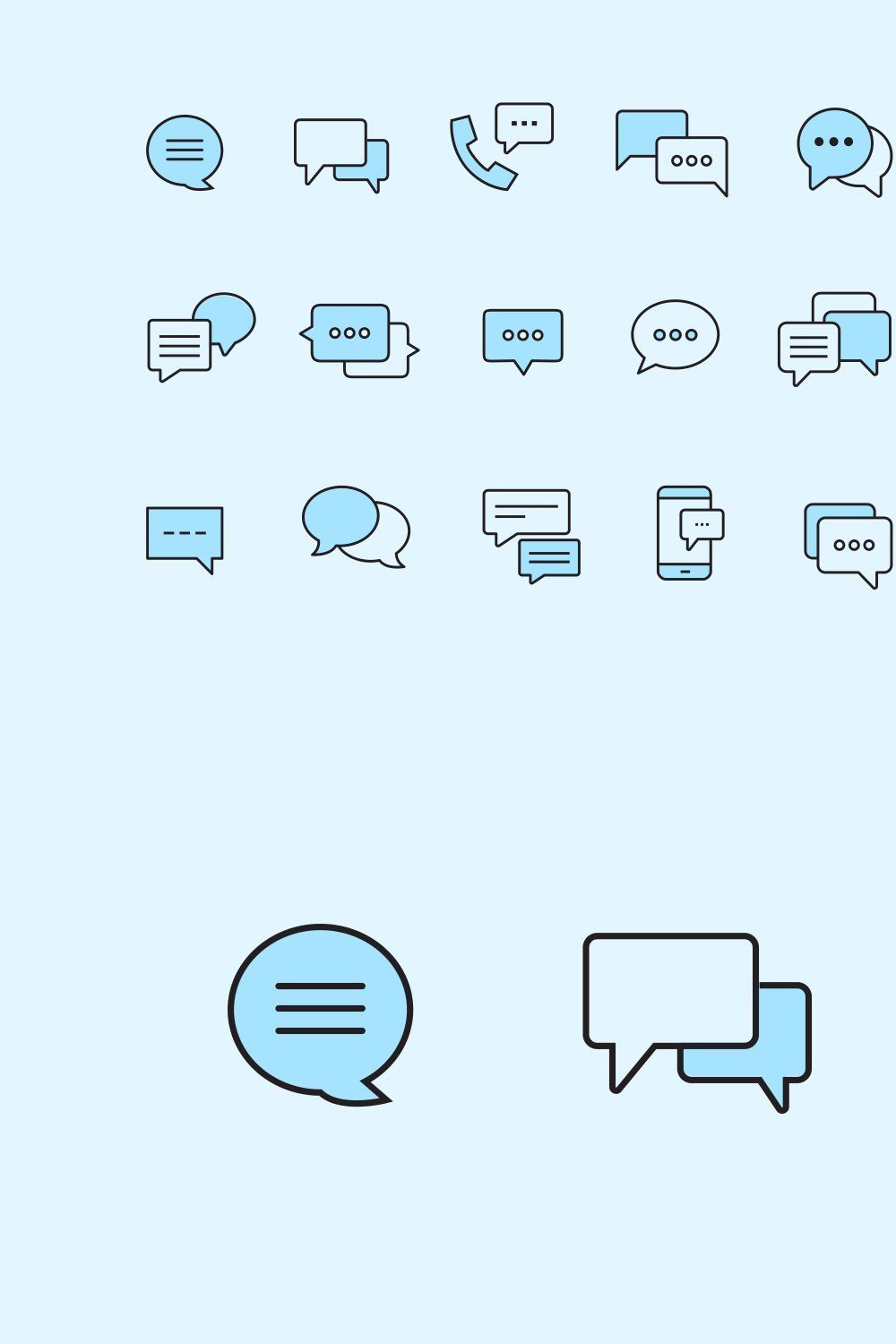 15 Chat Bubble Icons pinterest preview image.