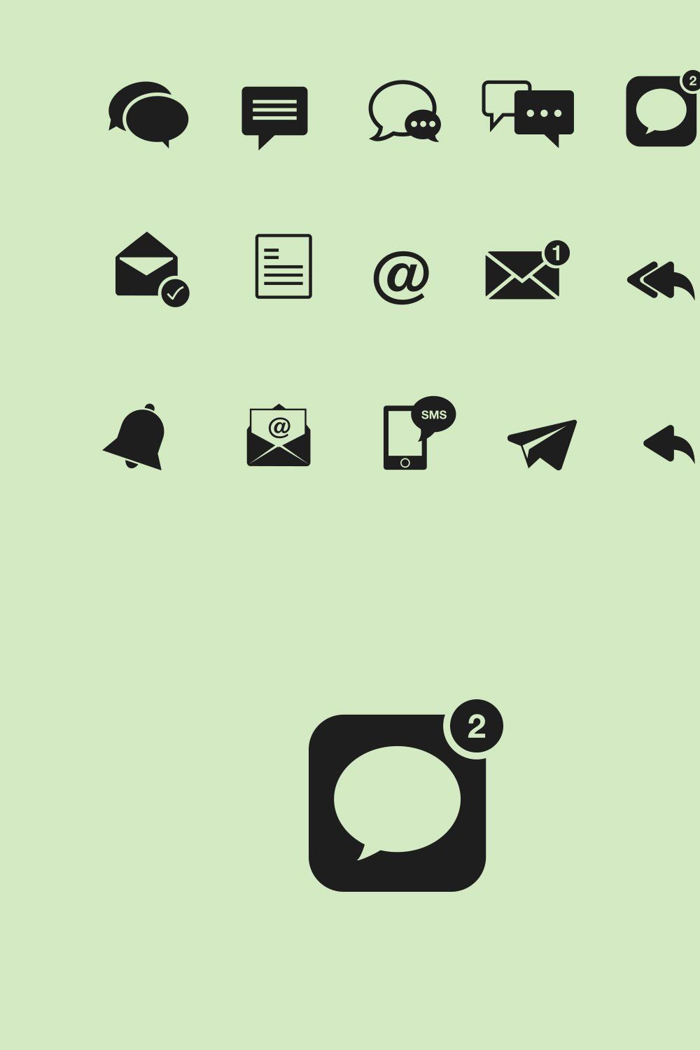 15 Messaging Icons pinterest preview image.