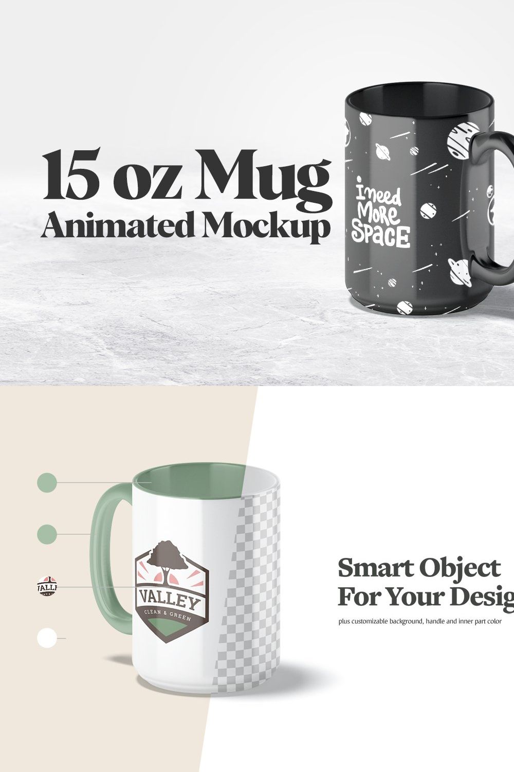 15oz Mug Animated Mockup pinterest preview image.