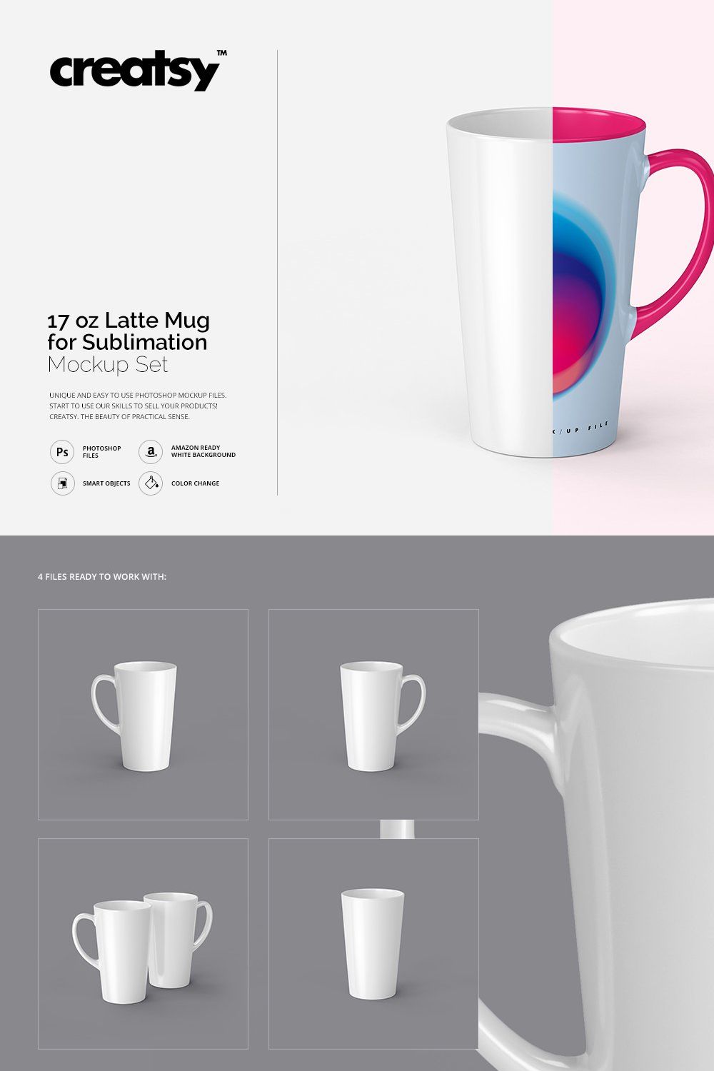 17 oz Latte Mug Mockup Set pinterest preview image.