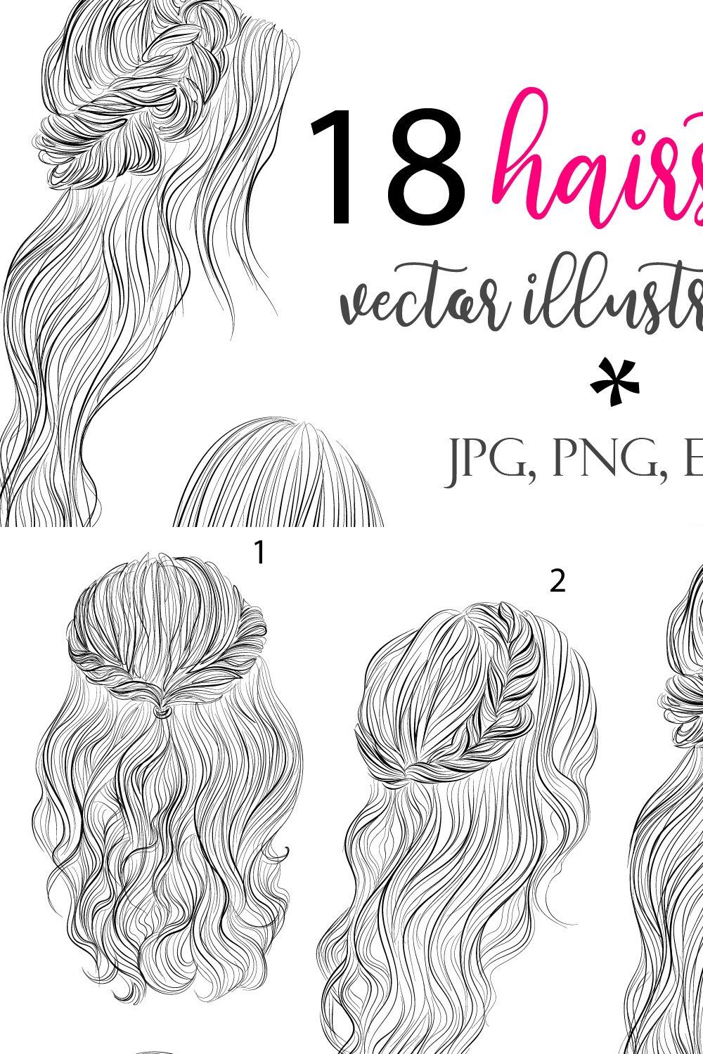 18 vector female hairstyles pinterest preview image.