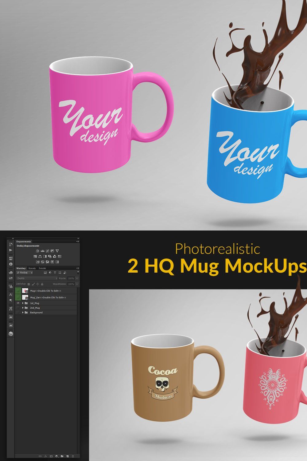 2 HQ Mug MockUps pinterest preview image.