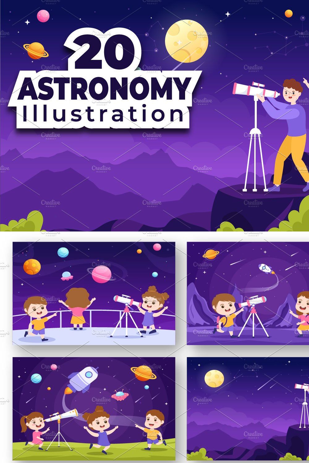 20 Astronomy Cartoon Illustration pinterest preview image.