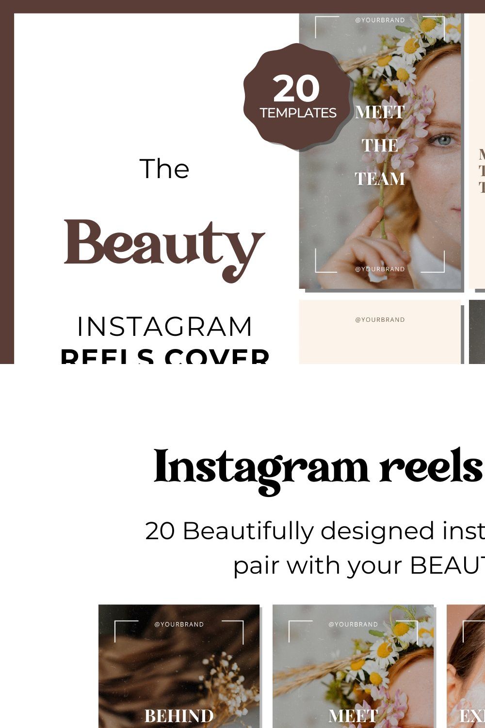 20 Beauty Instagram Reels Cover pinterest preview image.