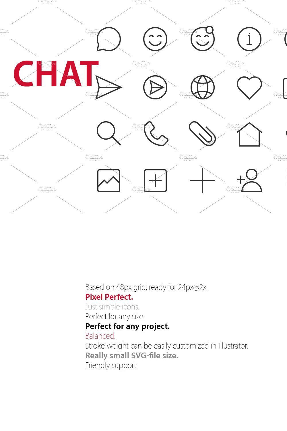 20 Chat UI icons pinterest preview image.
