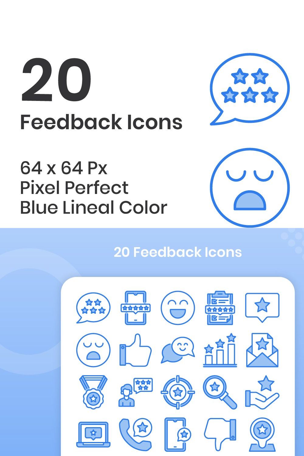 20 Feedback - Lineal Color pinterest preview image.