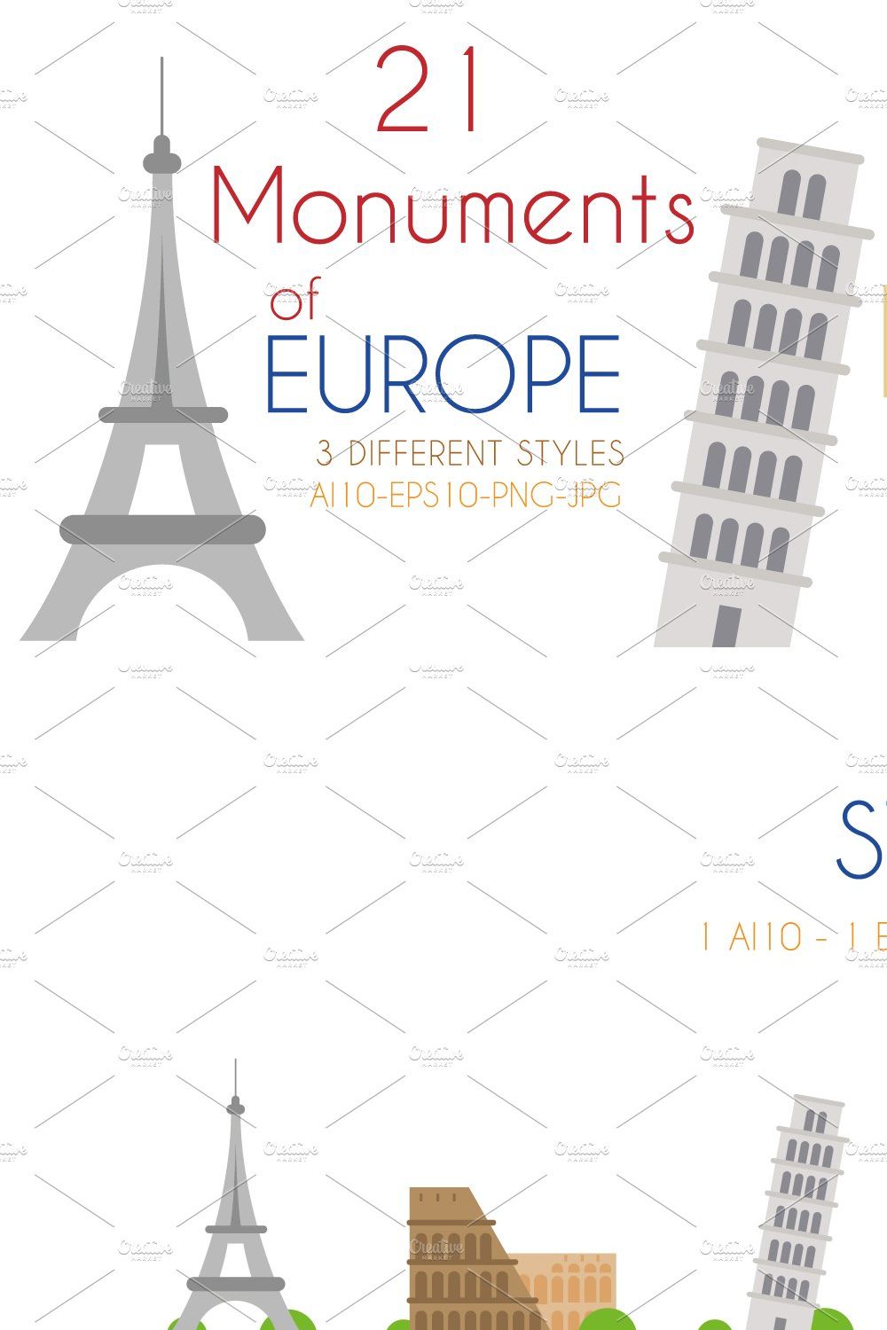 21x Monuments of Europe pinterest preview image.