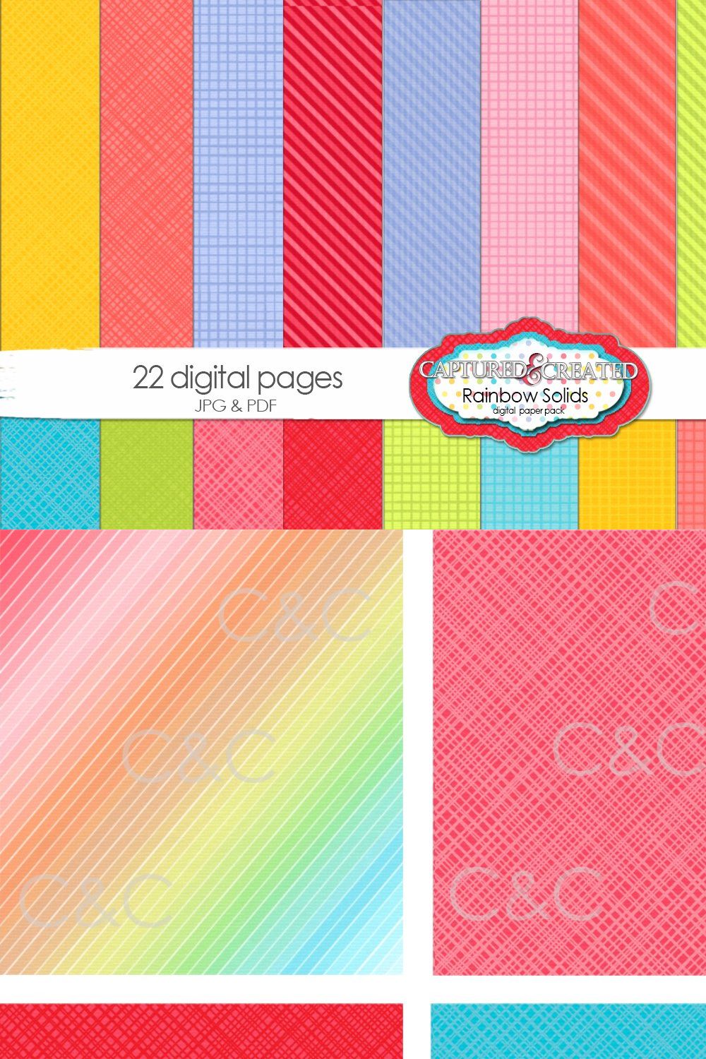 22 Rainbow Solid Papers pinterest preview image.