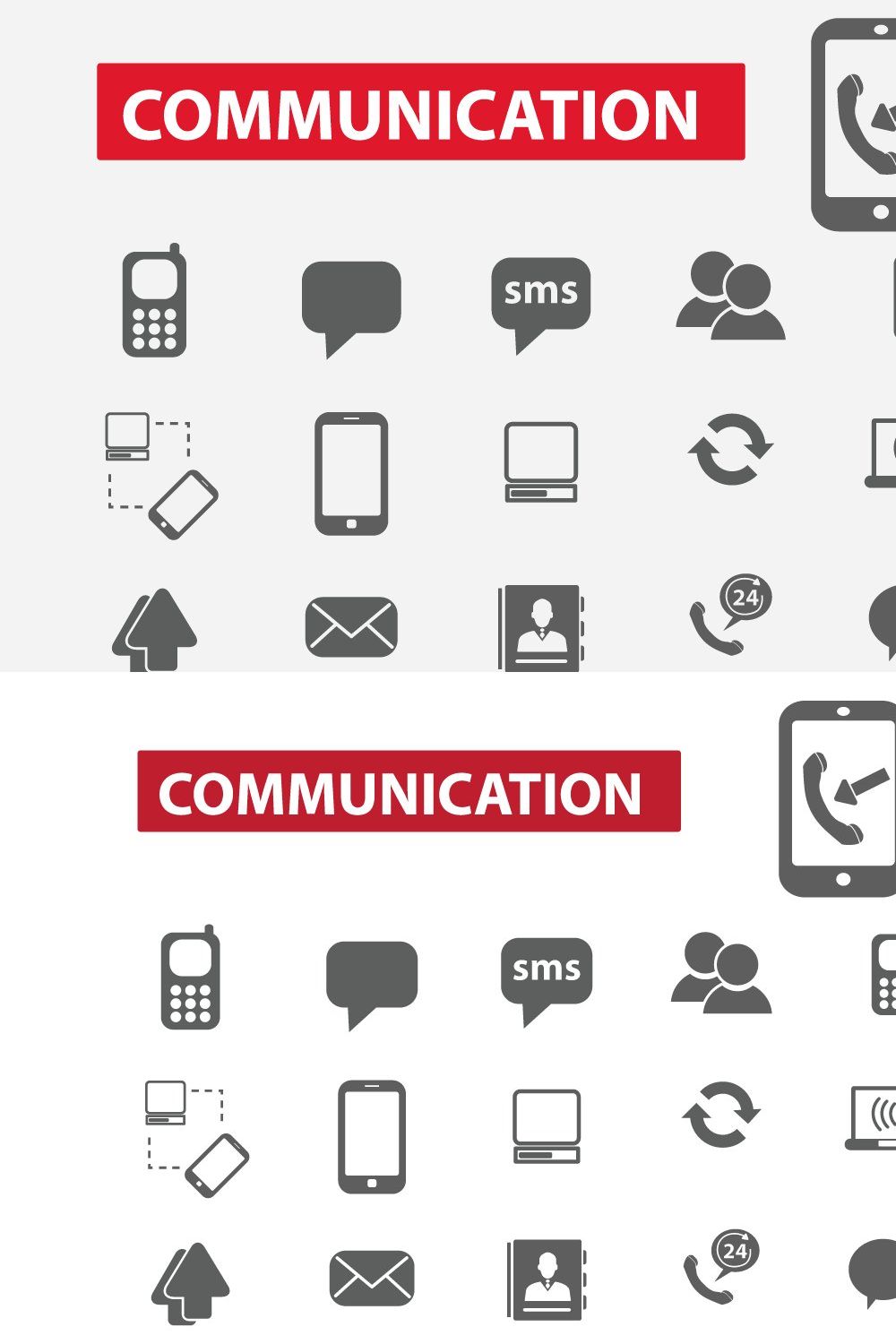 25 communication icons pinterest preview image.