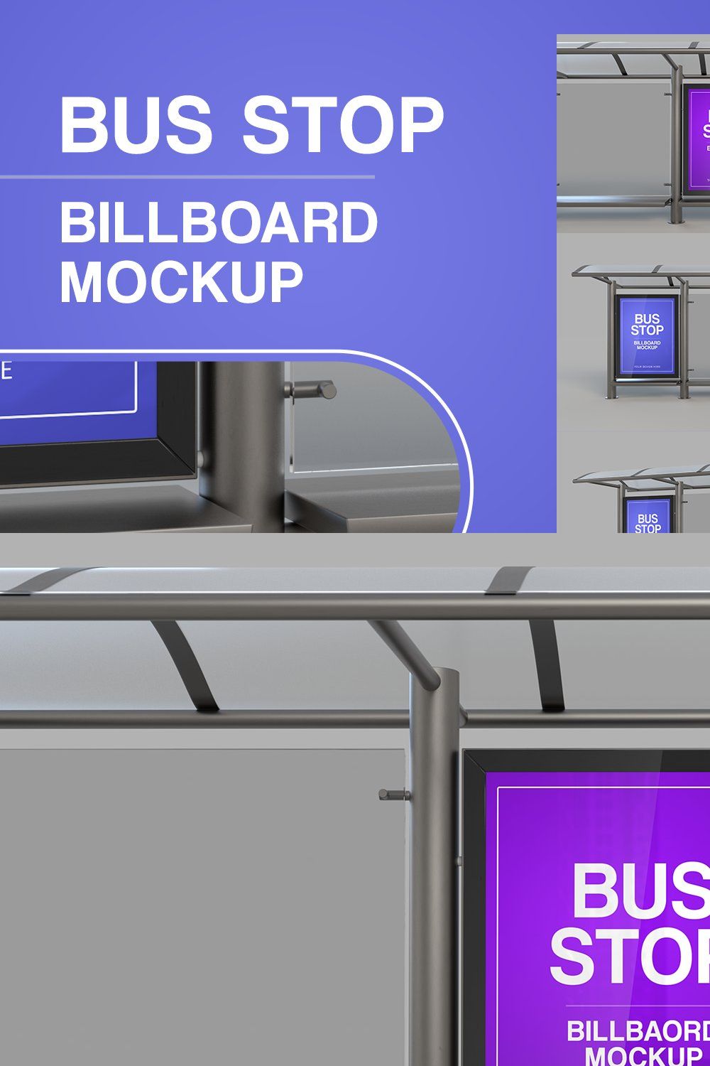 3D Bus Stop Billboard Mockup pinterest preview image.