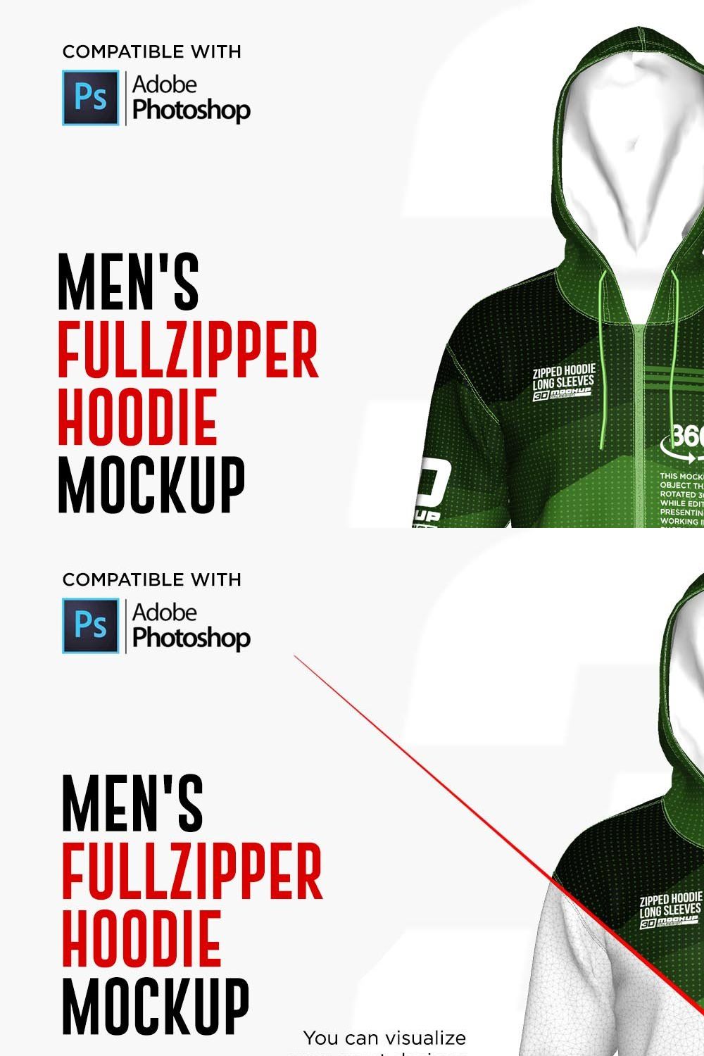 3D Men's Full Zipper Hoodie LS pinterest preview image.