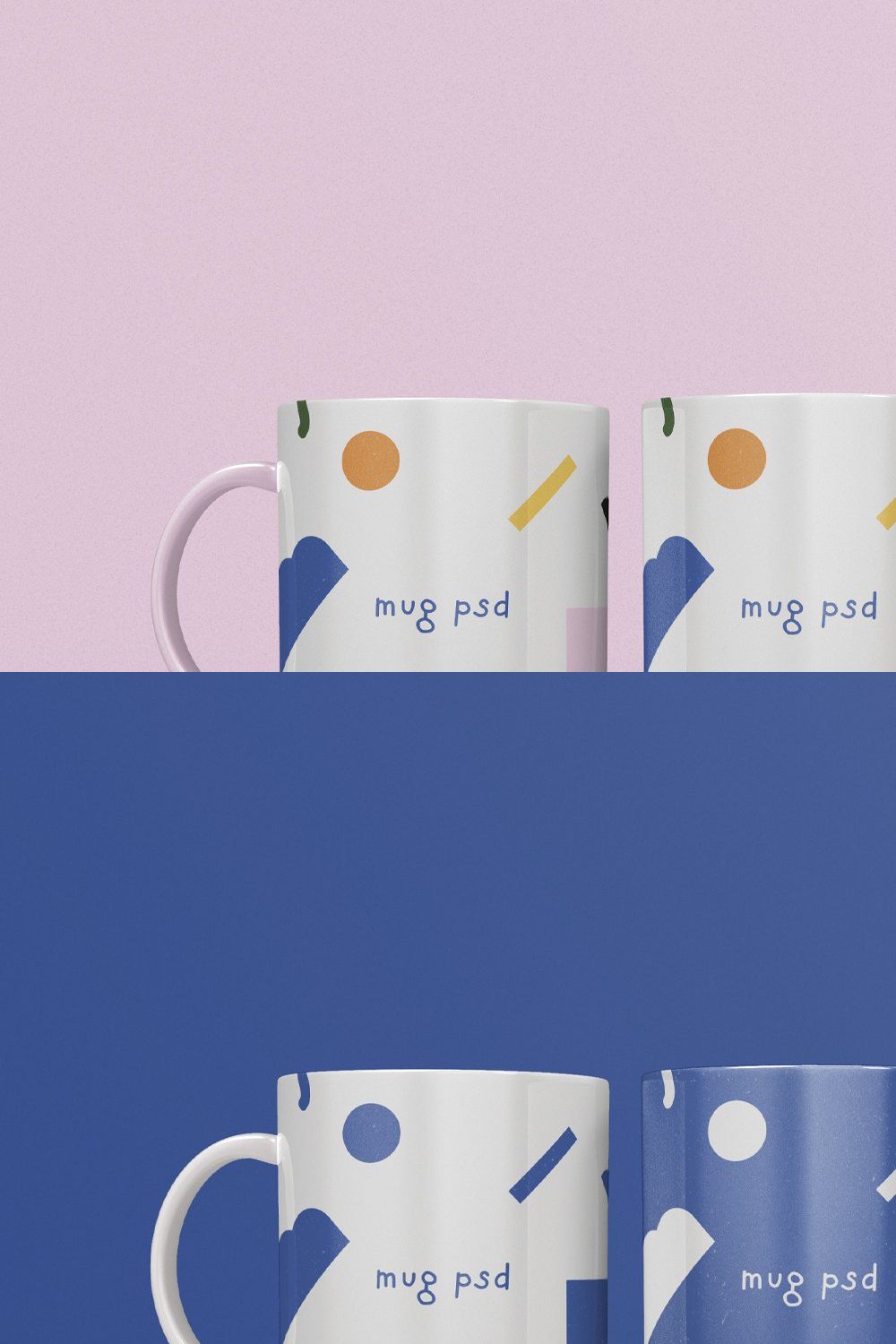 3d Three Coffee Mugs Mockup pinterest preview image.