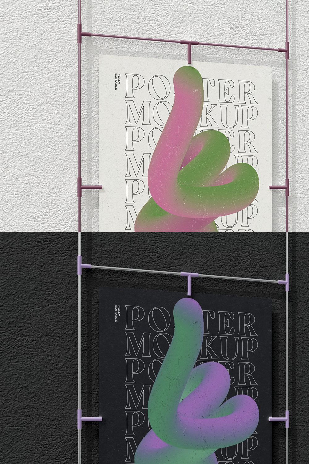 3d Two Urban Poster Stand Mockup pinterest preview image.