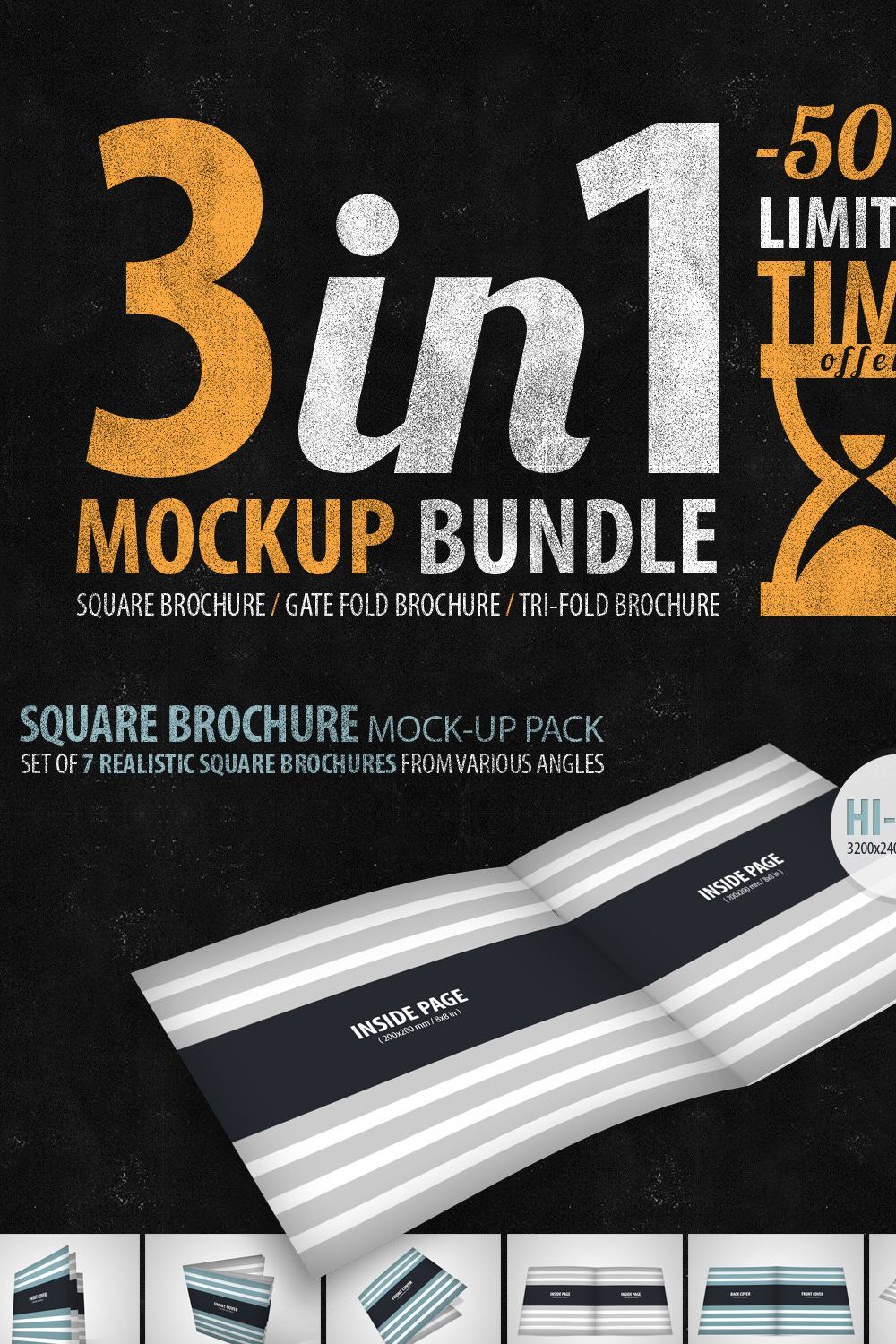 3in1 - Brochure Mock-Up Bundle pinterest preview image.